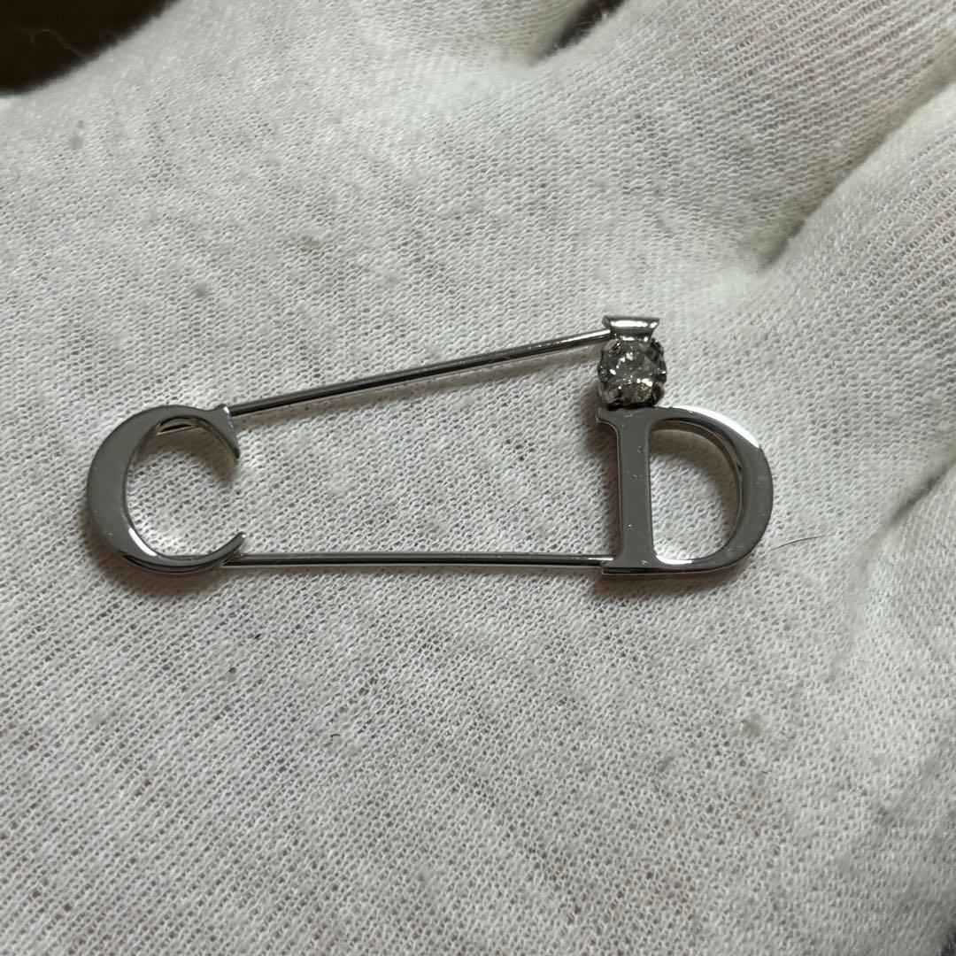 未使用級］現行 ディオール CD ICON ブローチ 安全ピン クリスタル