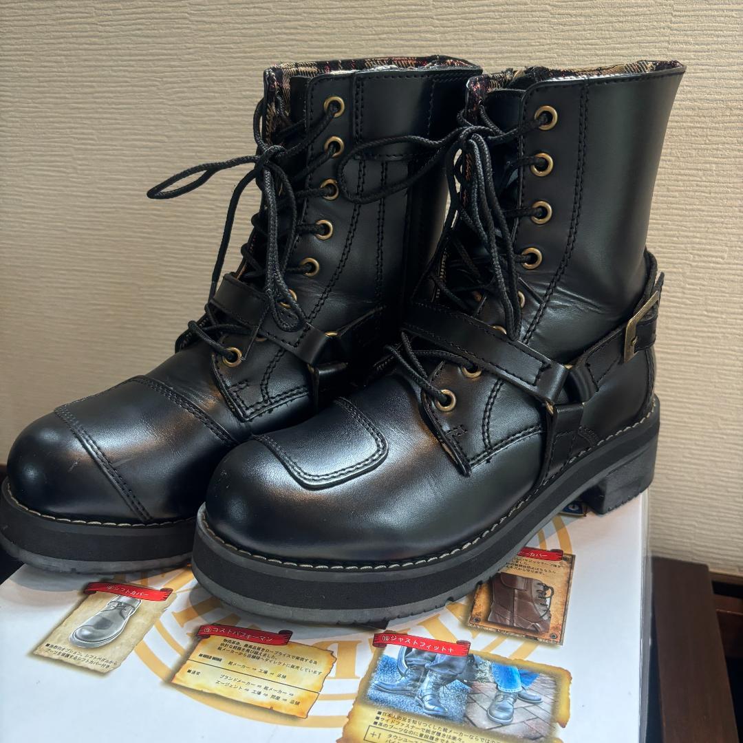 ワイルドウィング】厚底 ファルコン ブラック 23.5cm バイクブーツ