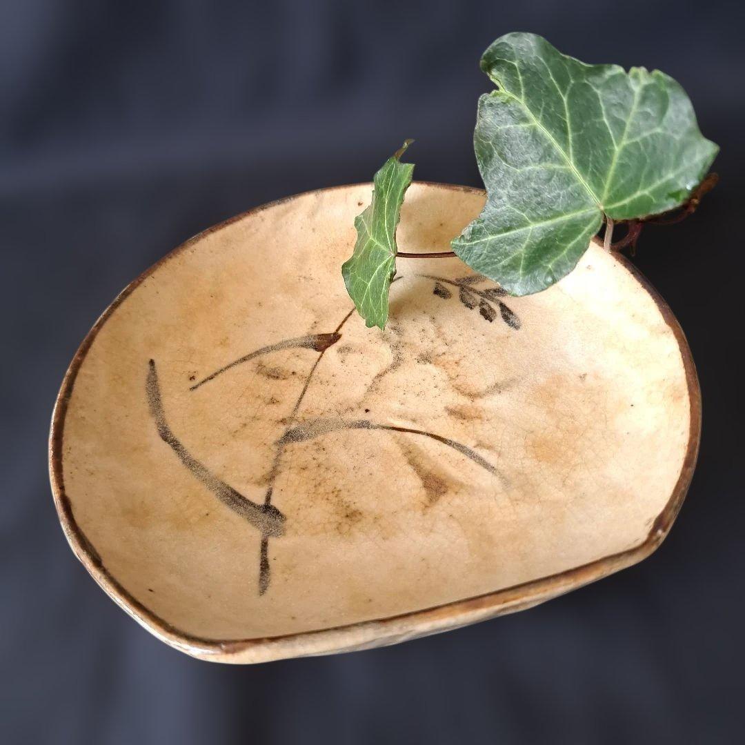 渋さ 枯れ味 志野焼の魅力！」 志野皿(幅14cm)5客セット 箱付き 骨董ア