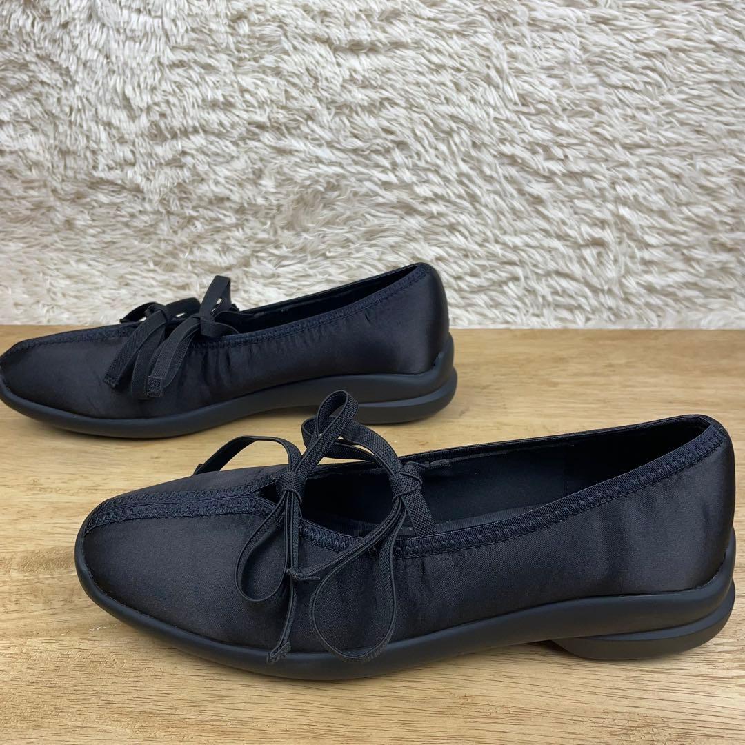 美品✨　ルタロン　ダブルリボンバレリーナ　ブラック　24.5cm