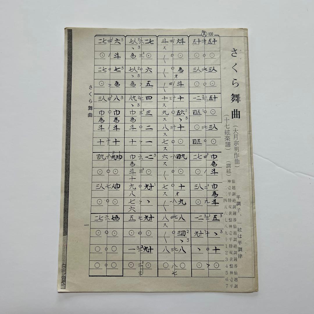 さくら舞曲 楽譜 十七絃楽譜 お琴 箏曲 大月宗明作曲 昭和43年1月発表