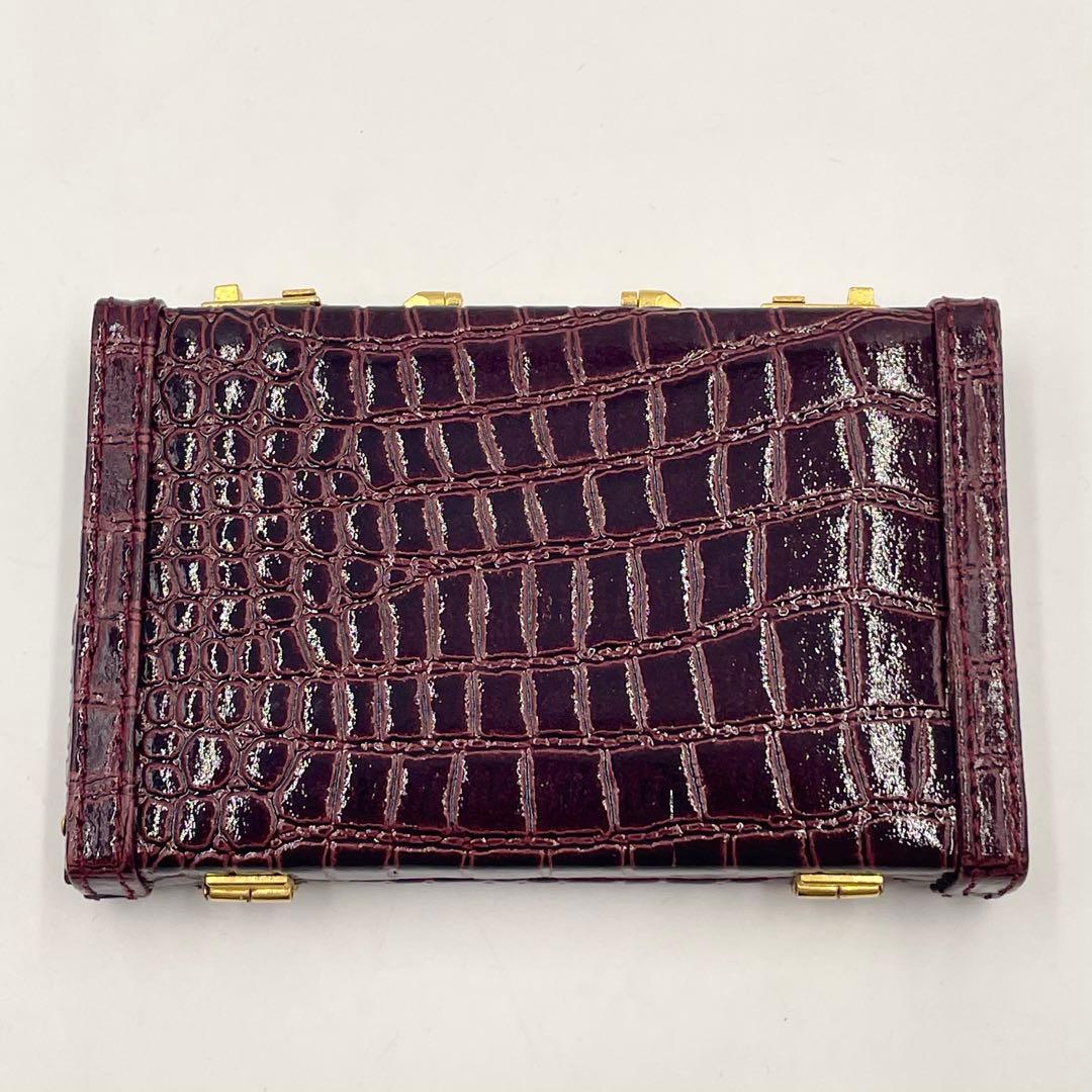 激レア•美品】 BALLY アタッシュケース型カードケース クロコ パープル