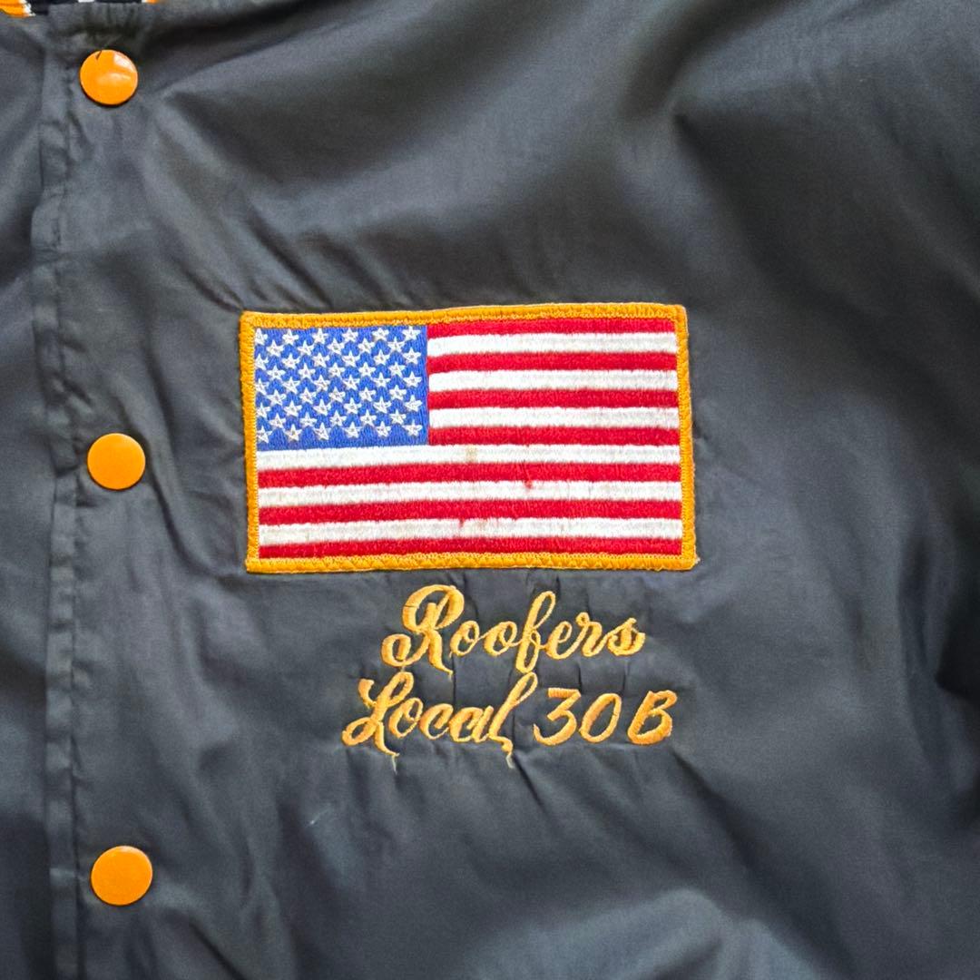 90s USA製】RENNOC スタジャン L ブラック×オレンジ 刺繍 短丈 - メルカリ