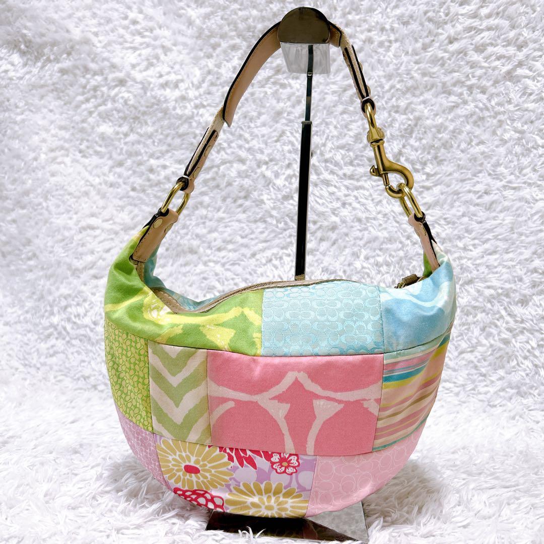 希少✨coach パッチワーク ホーボー ワンショルダーバッグ マルチカラー