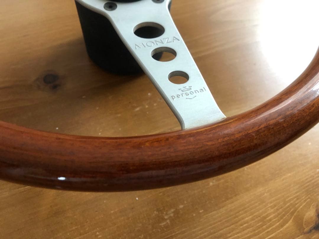 personal MONZA ウッドステアリング ホーンボタン付き 当時物 中古