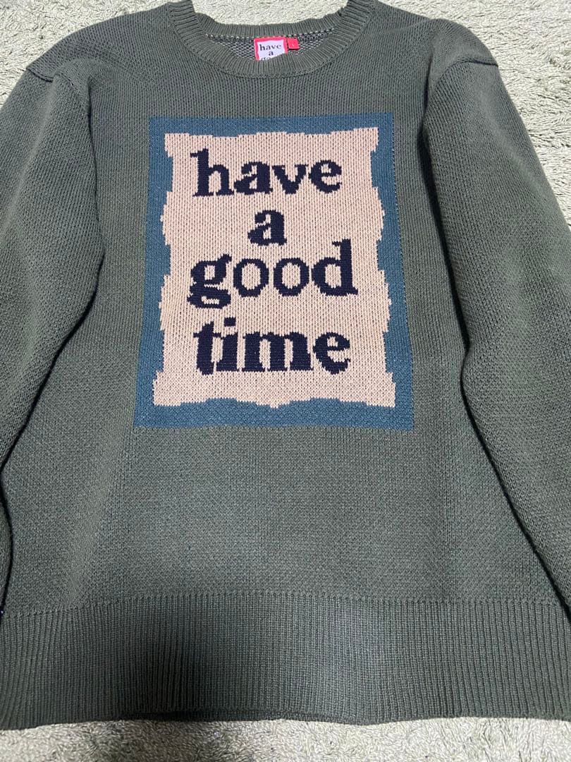 オリーブグリーン ニットセーター have a good time