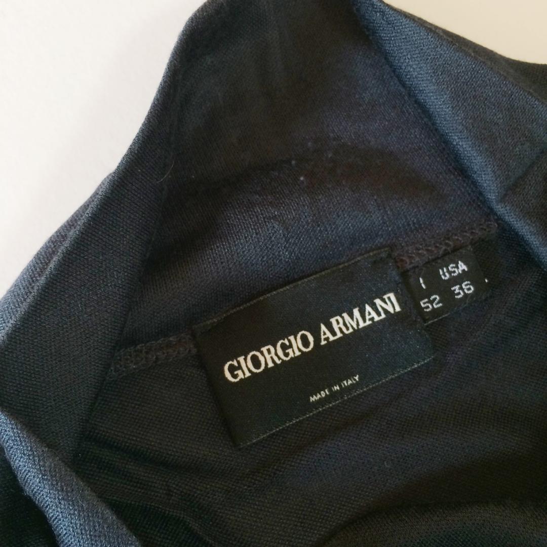 ジョルジオアルマーニ シルク混 ハイネック 長袖カットソー 黒 52