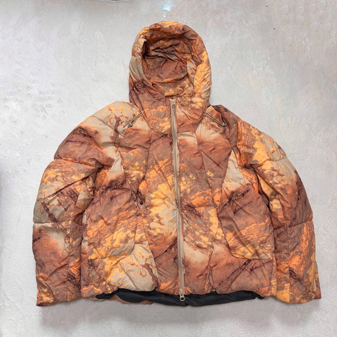 ZARA フード付きダウンジャケット アブストラクトプリント L 大きい