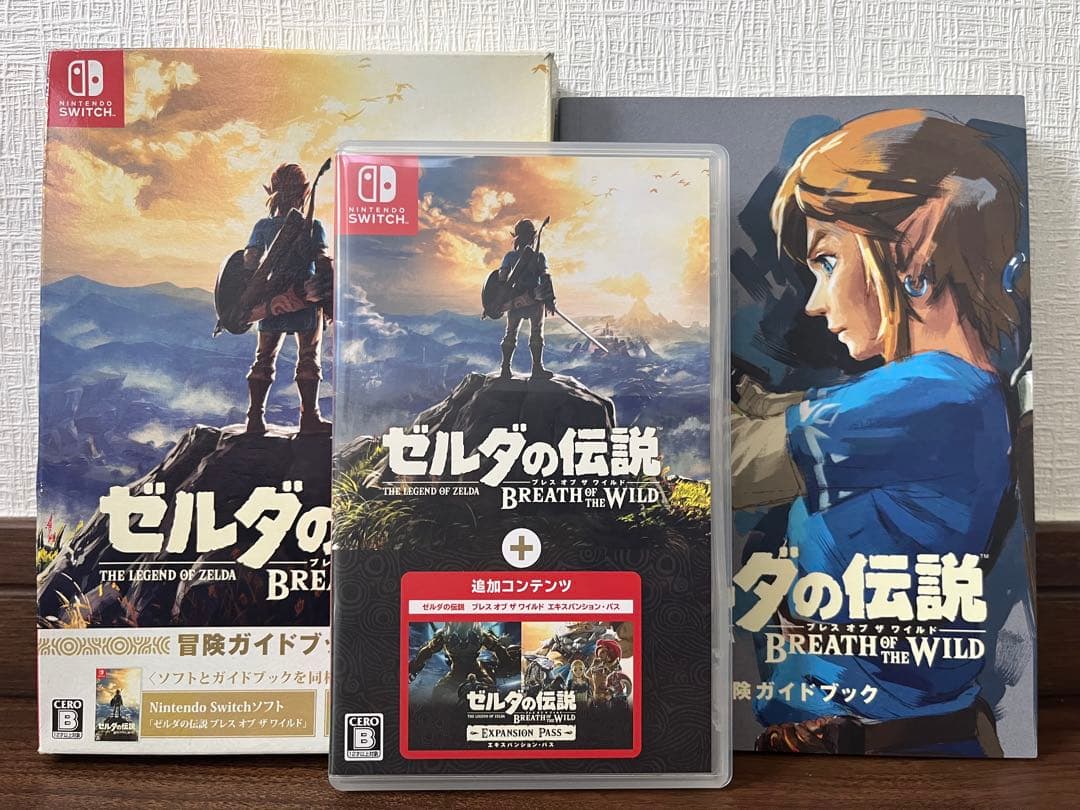 【美品】ゼルダの伝説BOW エキスパンションパス&冒険ガイドブック付限定スリーブ ゼルダの伝説 ブレス オブ ザ ワイルド」に、ガイドブックやマップ付き