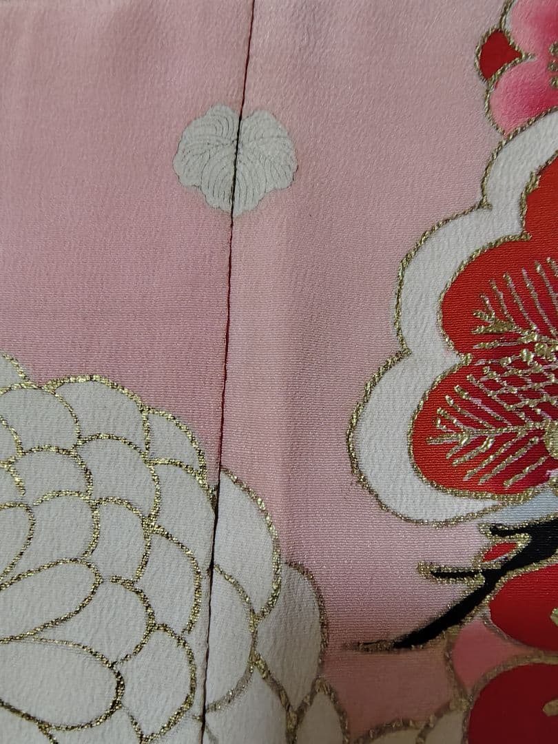 アンティーク振袖 ピンク 状態悪い 金駒刺繍 鳳凰 伝統柄振袖 牡丹刺繍