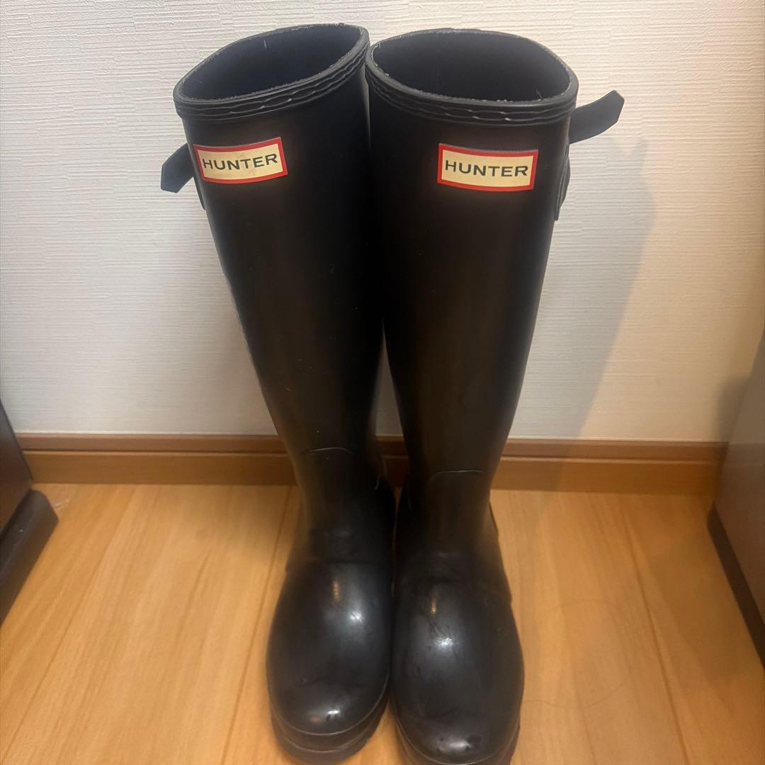 HUNTER チョコレート色 長靴 バックル付き UK6 25センチ 雨の日に