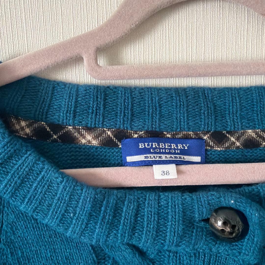 バーバリーブルーレーベル ケーブルニット カーディガン 38 - メルカリ