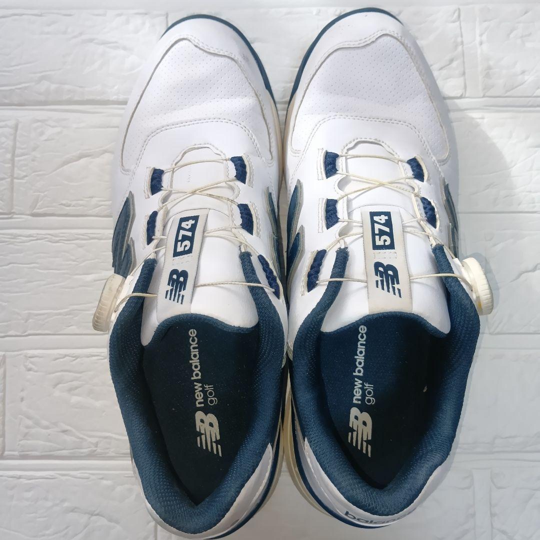 New Balance 574 ゴルフシューズ ホワイト/ネイビー 27.5㎝ - メルカリ
