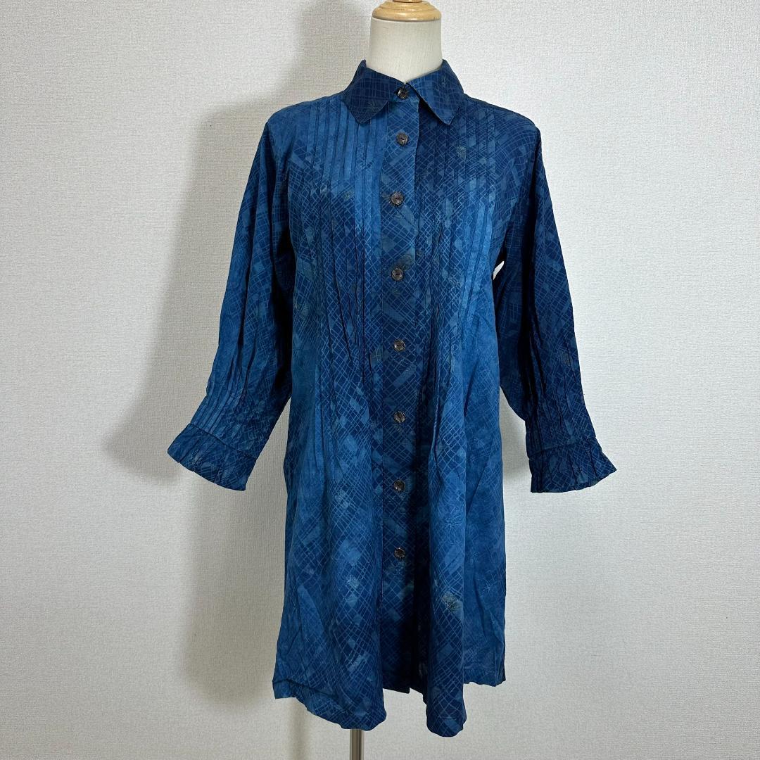 極美品】サードブルーキョウト ロングシャツ 本藍染 麻100％ L相当 紺