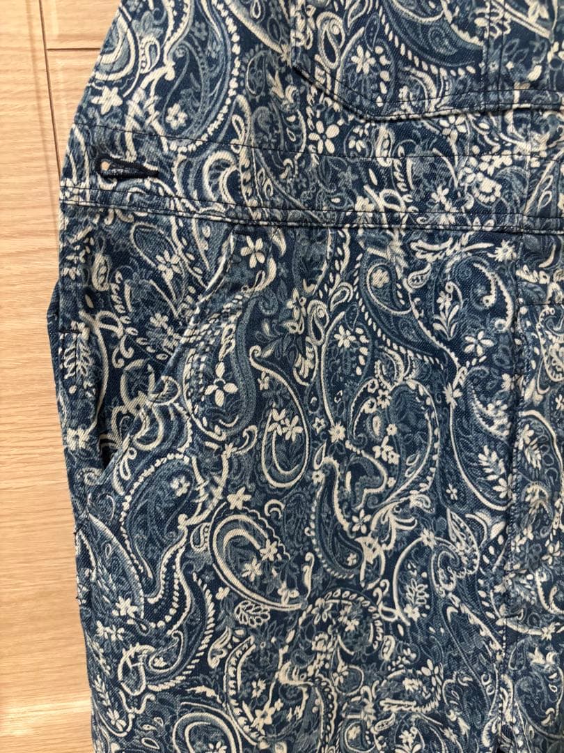 ジョンブル 京都バッセン ネイビー ペイズリー柄 オーバーオール