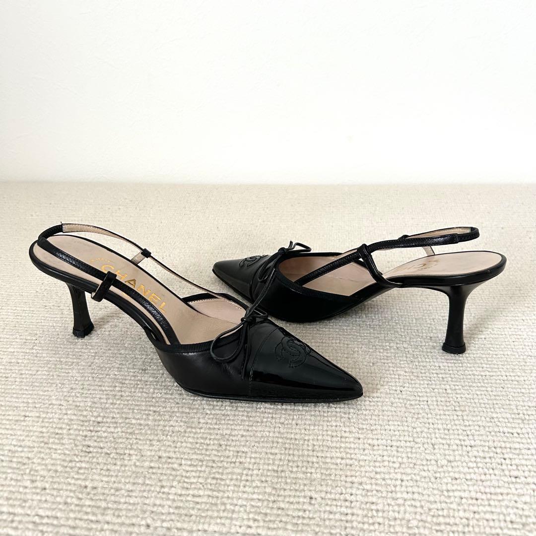 CHANEL シャネル パンプス ミュール 黒 22.5cm