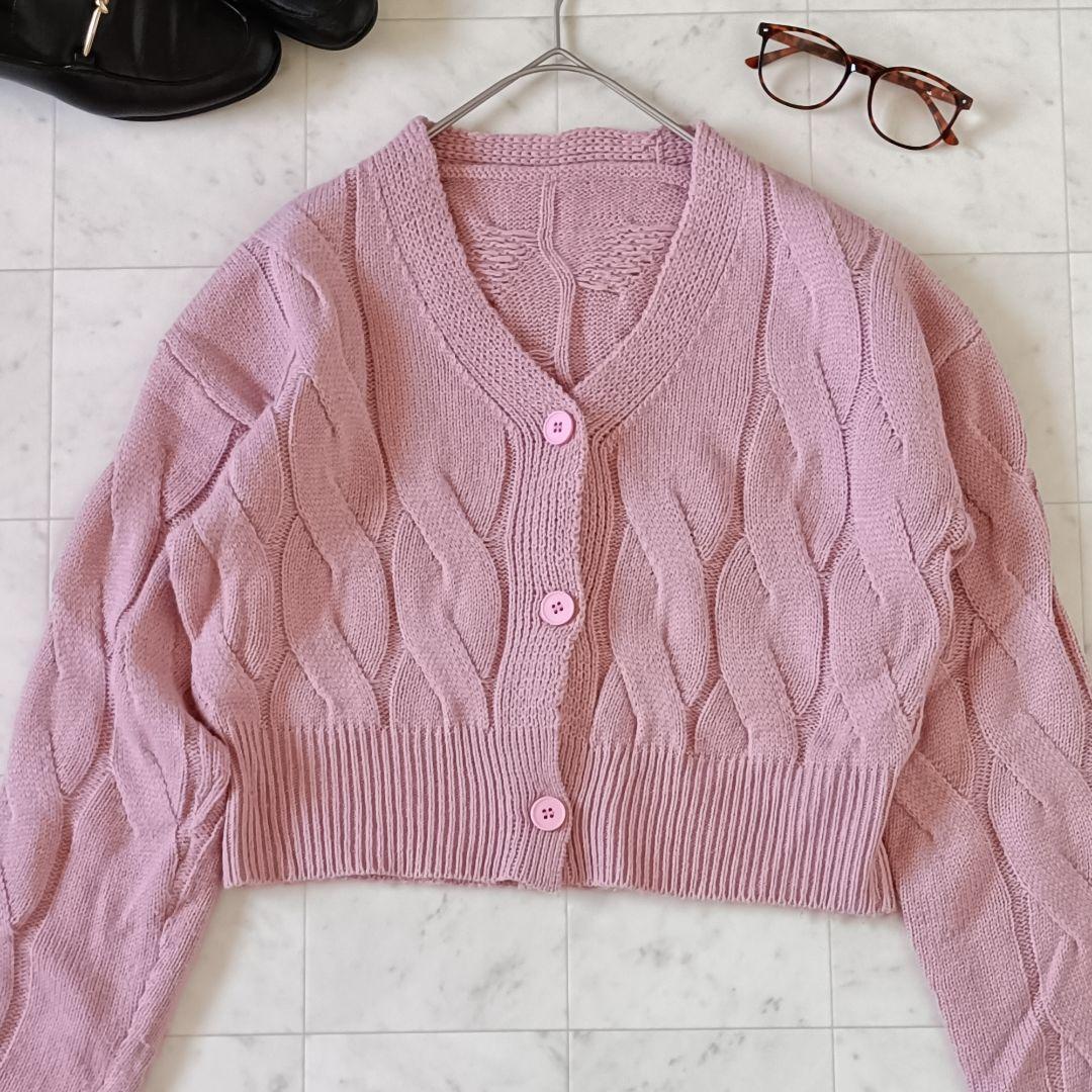 DAZY（デイジー）ピンク クロップド丈 カーディガン M シンプル - メルカリ