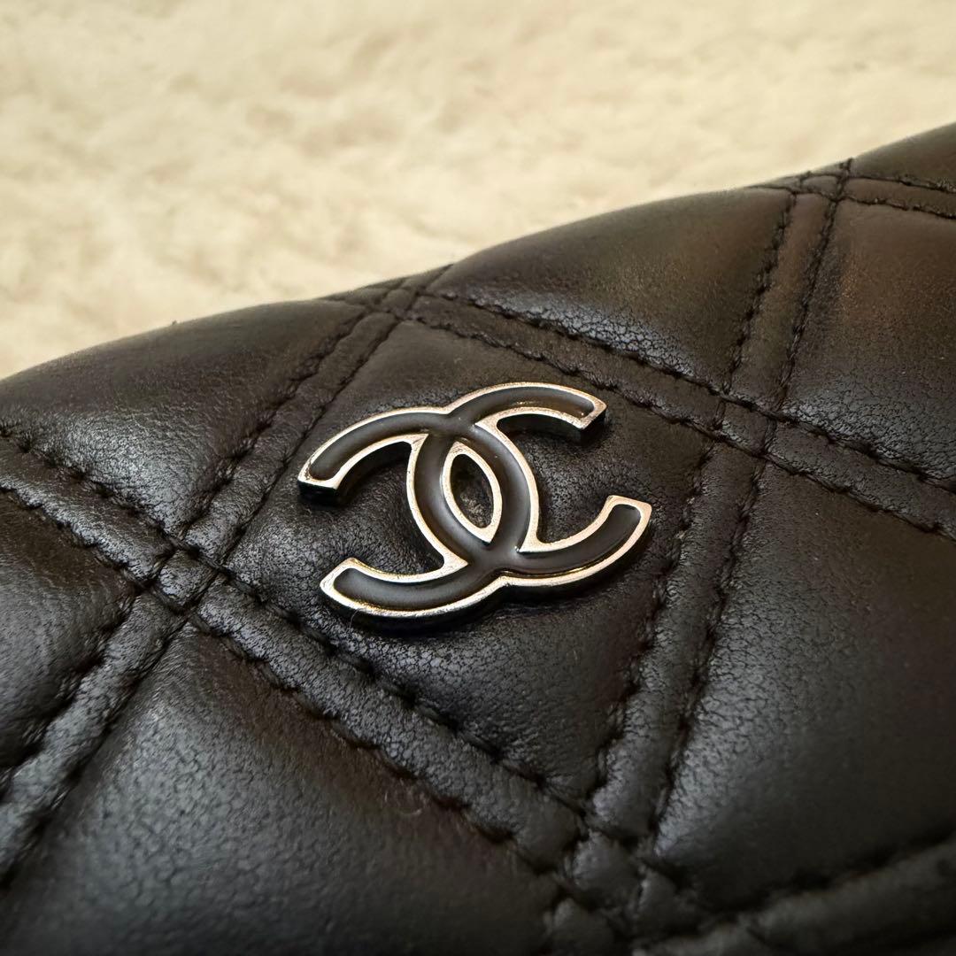 シャネル マトラッセ カードケース 名刺入れ 黒 ブラック ミニ財布 20