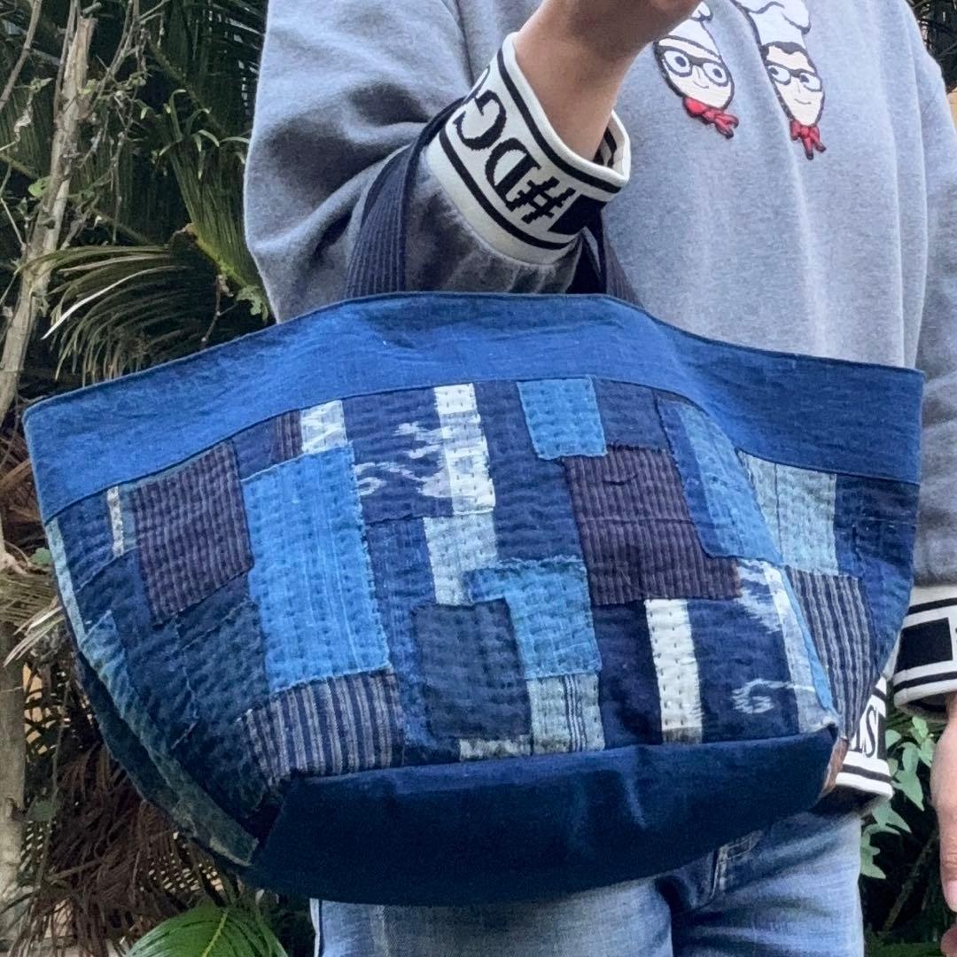 藍染 古布リメイク ハンドメイド 刺し子 トートバッグ - メルカリ