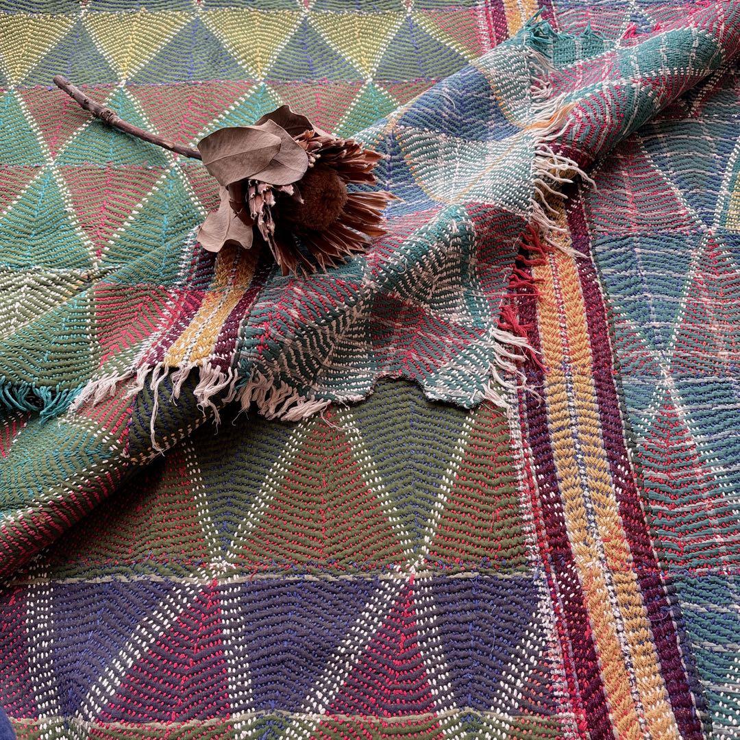 未使用＊訳アリ ヴィンテージラリーキルト グリーントライアングル