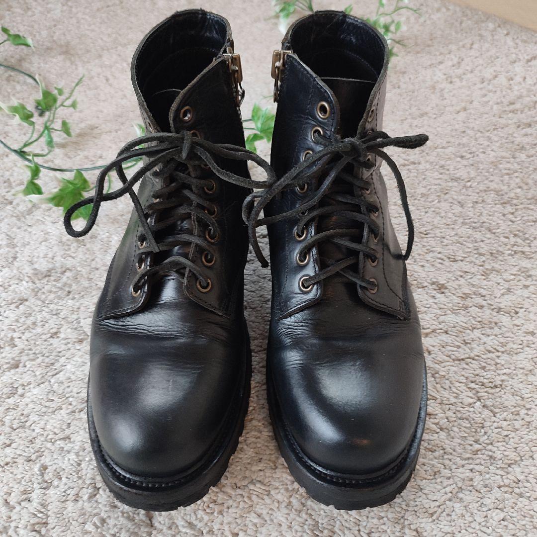 美品BUTTERO(ブッテロ) サイドジップワークブーツ ブラック26cm 40