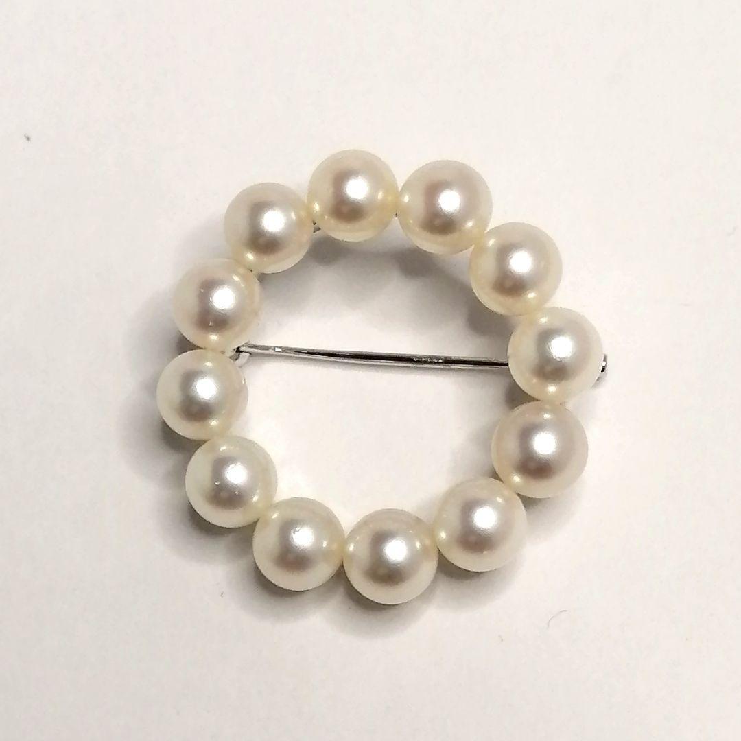 極美品✨TASAKI　アコヤ真珠　ブローチ　サークル　刻印　6.5mm　3cm
