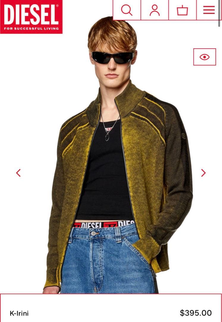 美品・公式完売品】K-IRINI ジップアップドライバーズニット DIESEL