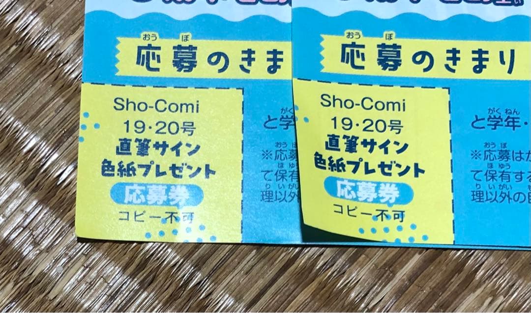 Sho-Comi ショウコミ☆抽プレ懸賞応募券2枚☆サマフェス直筆サイン色紙