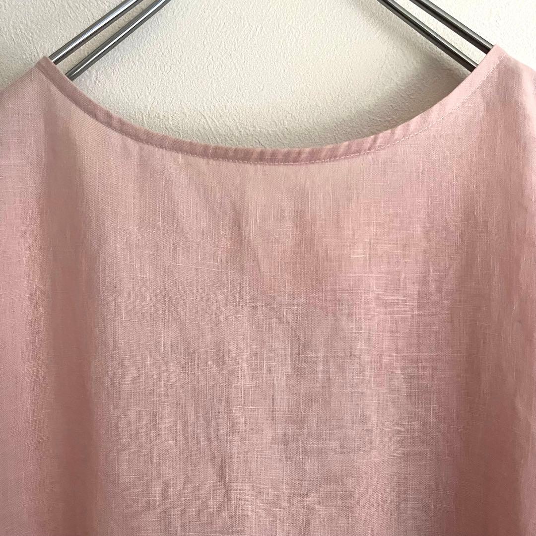 定価2.53万 ビアズリー 前結びリネンチュニックブラウス ピンク 春