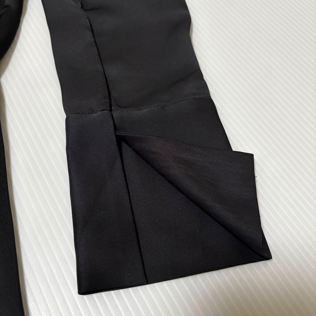 27日発送 【ウィムガゼット】サテン 長袖 ブラウス ブラック クルー