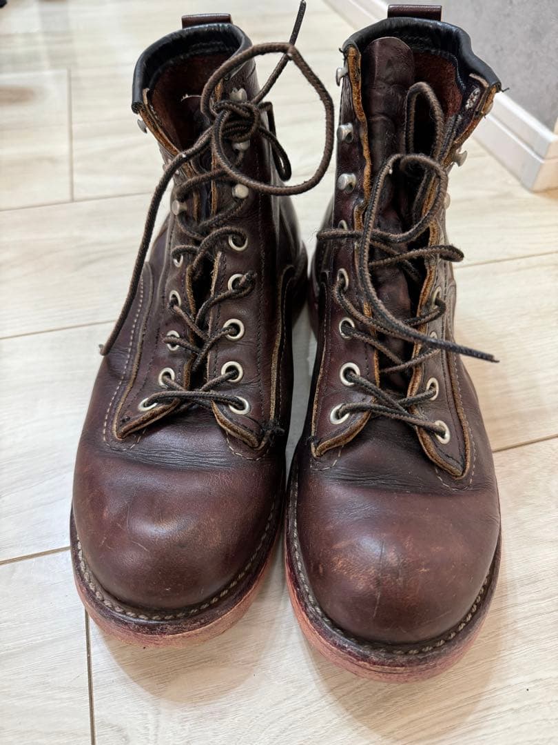 Red Wing ブラウンレザー ワークブーツ ハイカット - メルカリ