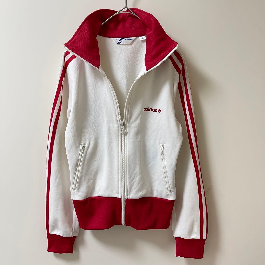 美品00sWM】アディダス刺繍トラックジャケット古着ジャージトップ白