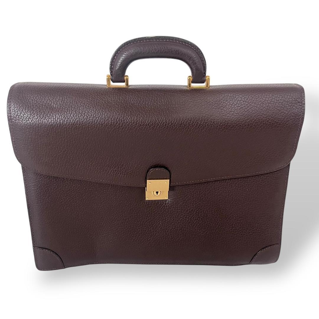 美品】 CELLERINI レザー ブリーフケース ブラウン