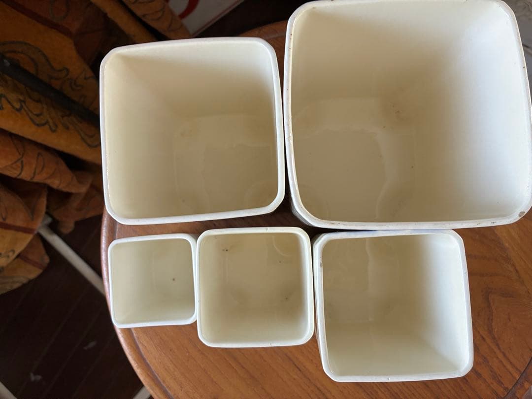 FJ様専用アンティーク 陶器 キャニスター ブルー 市松 バドンヴィレー