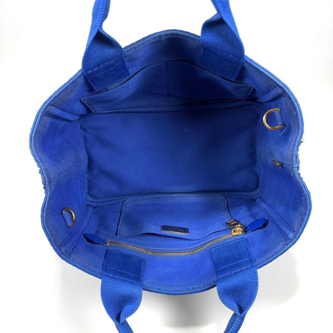 美品✨ PRADA カナパ S 2way ショルダー付 ブルー Cobalto - メルカリ