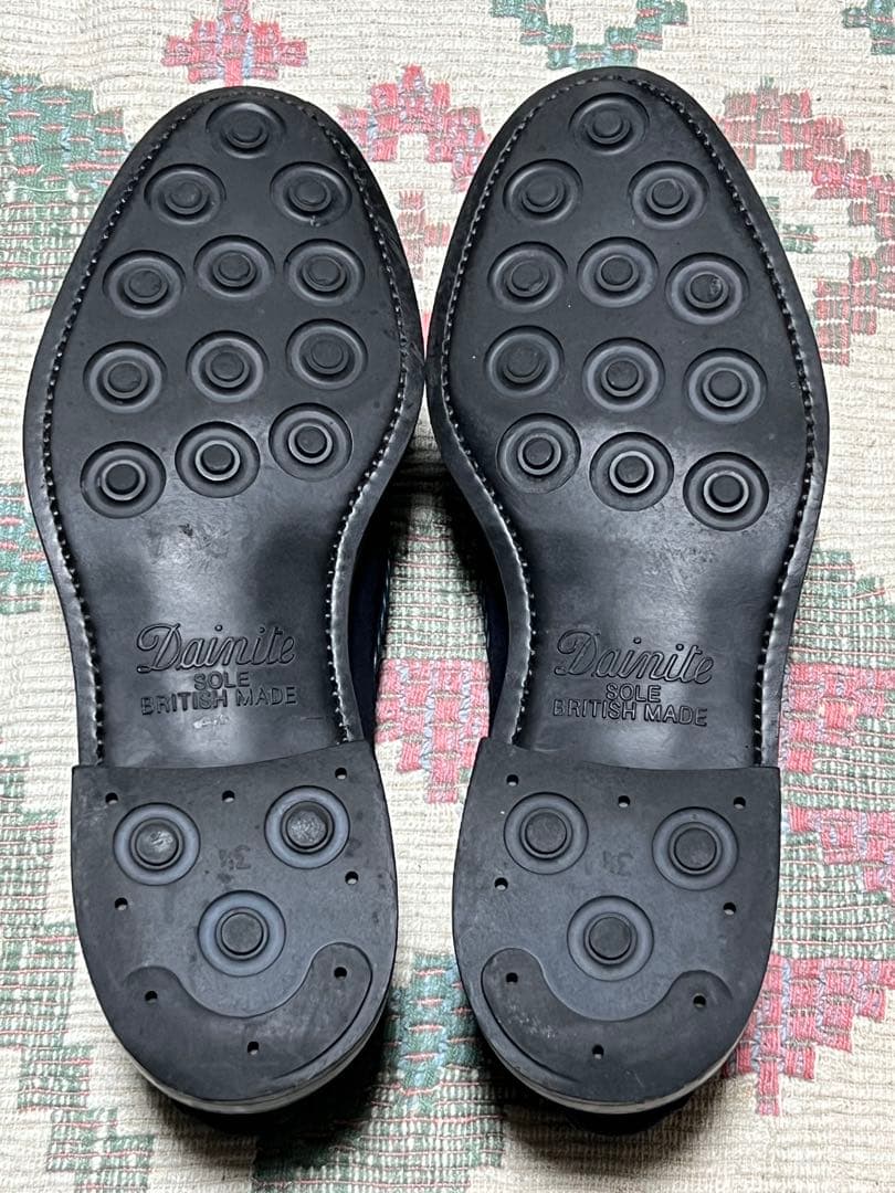 中古Berwickネイビー スエード タッセルローファーUK7 バーウィック