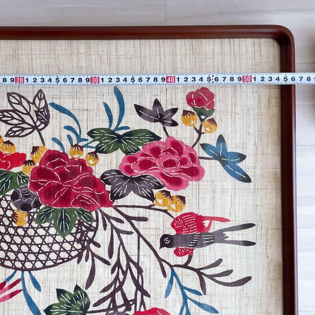 琉球紅型 びんがた 額入り 花籠と燕 沖縄 染物 インテリア - メルカリ