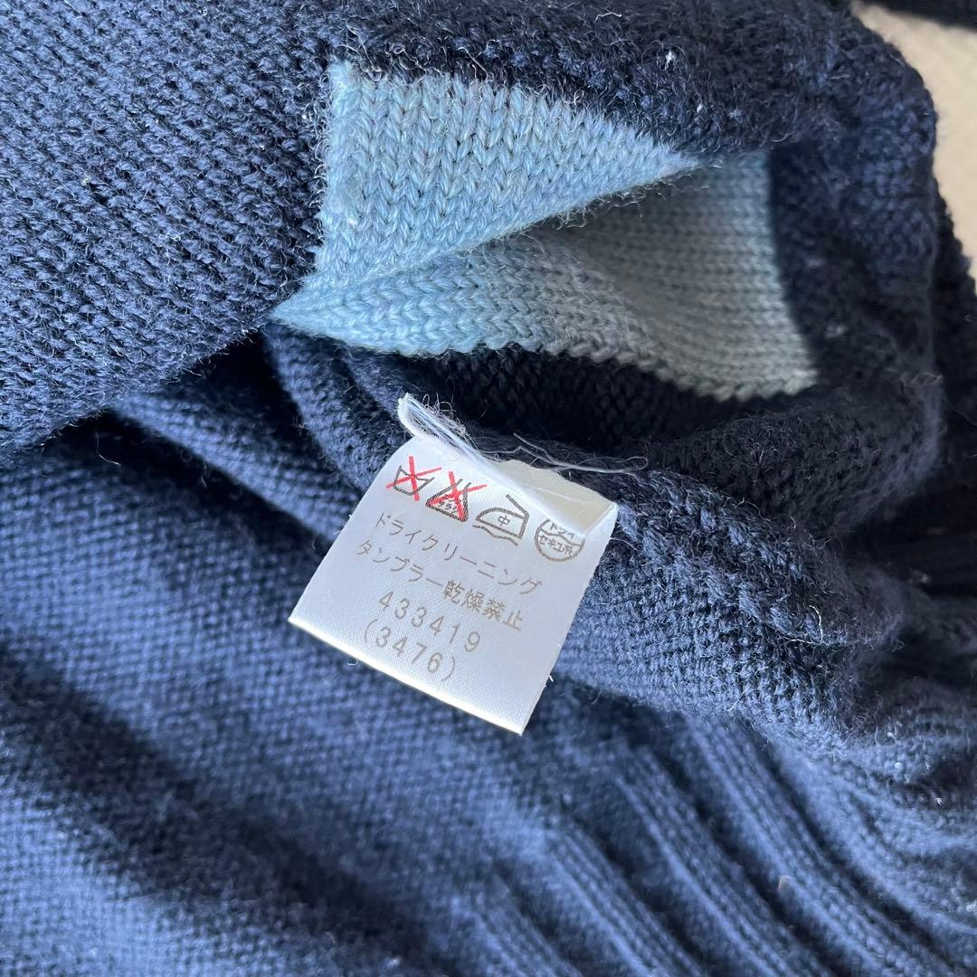 美品 Paul Smith ドライバーズニット ネイビー ウール M ハイネック