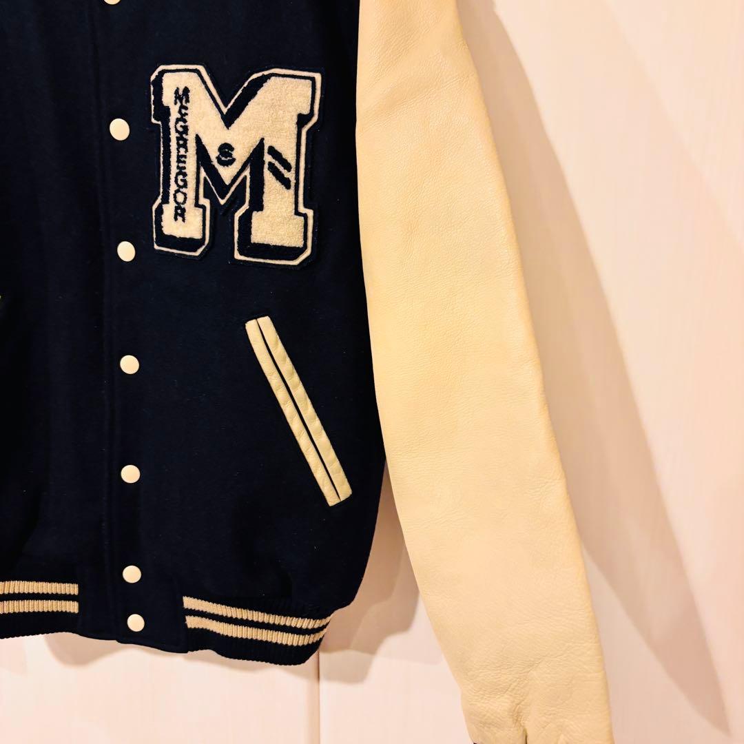 マックレガー スタジャン ネイビー アイボリー M刺繍 袖レザー
