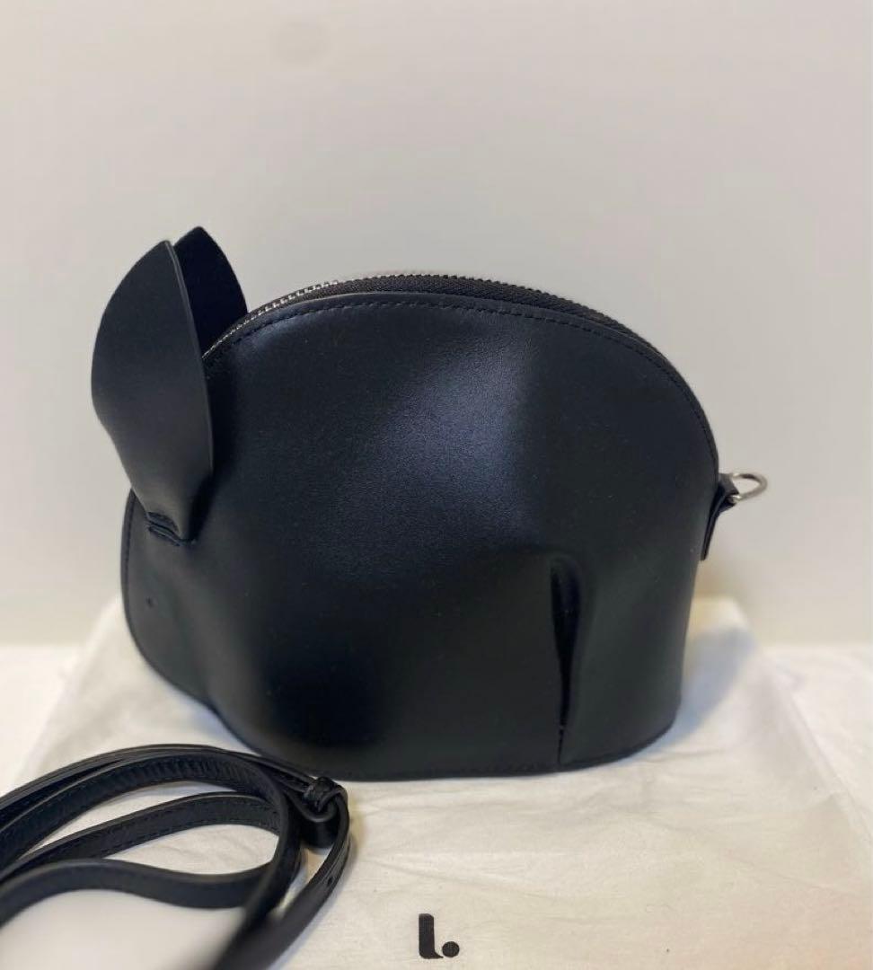 新品・人気】エルドット ウサギ レザー ポーチ ショルダー バッグ 黒