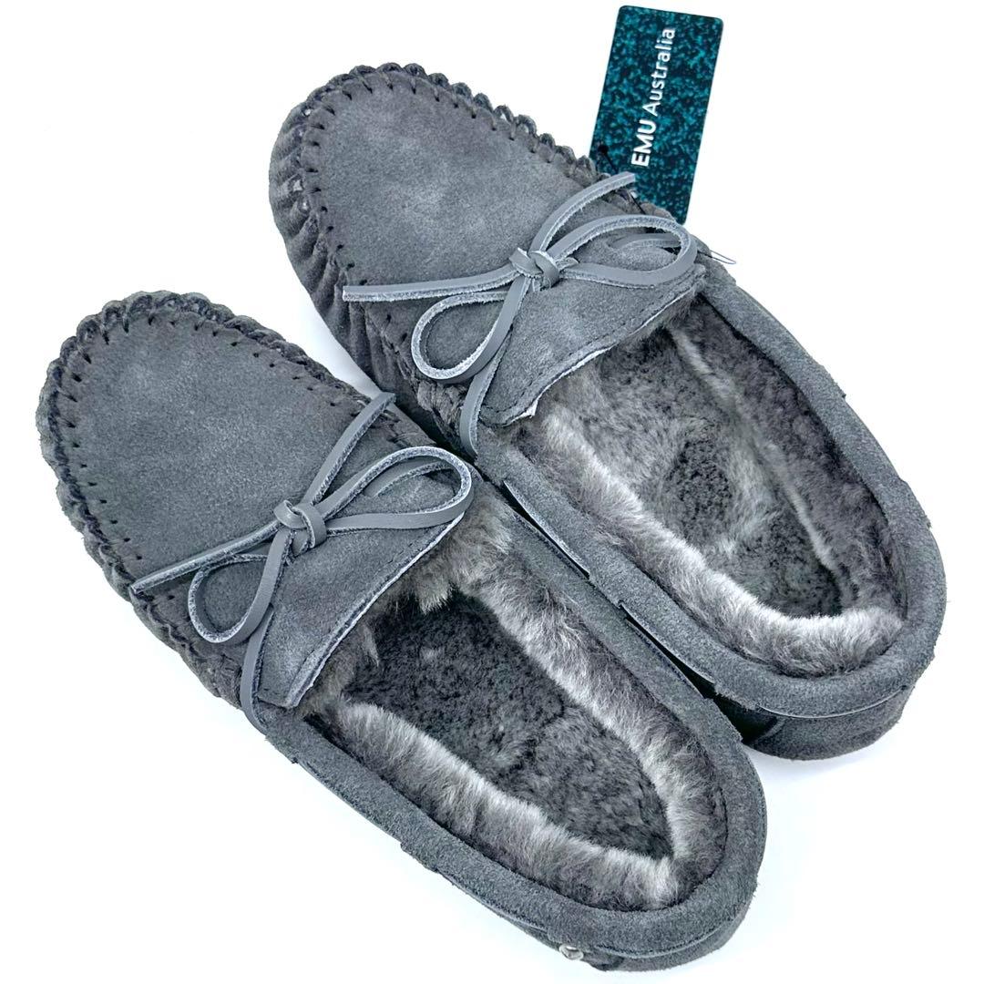 未使用タグ付✨EMU Australia モカシン スエード ボア 灰 24cm - メルカリ