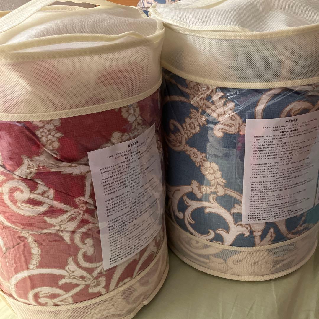 フロートダウン掛け布団シングルサイズ 赤系・青系2点セット（ディノス