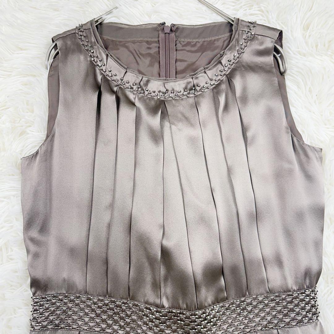 ANAYI シルク100% ワンピース ビジュー グレージュ 38 M - メルカリ