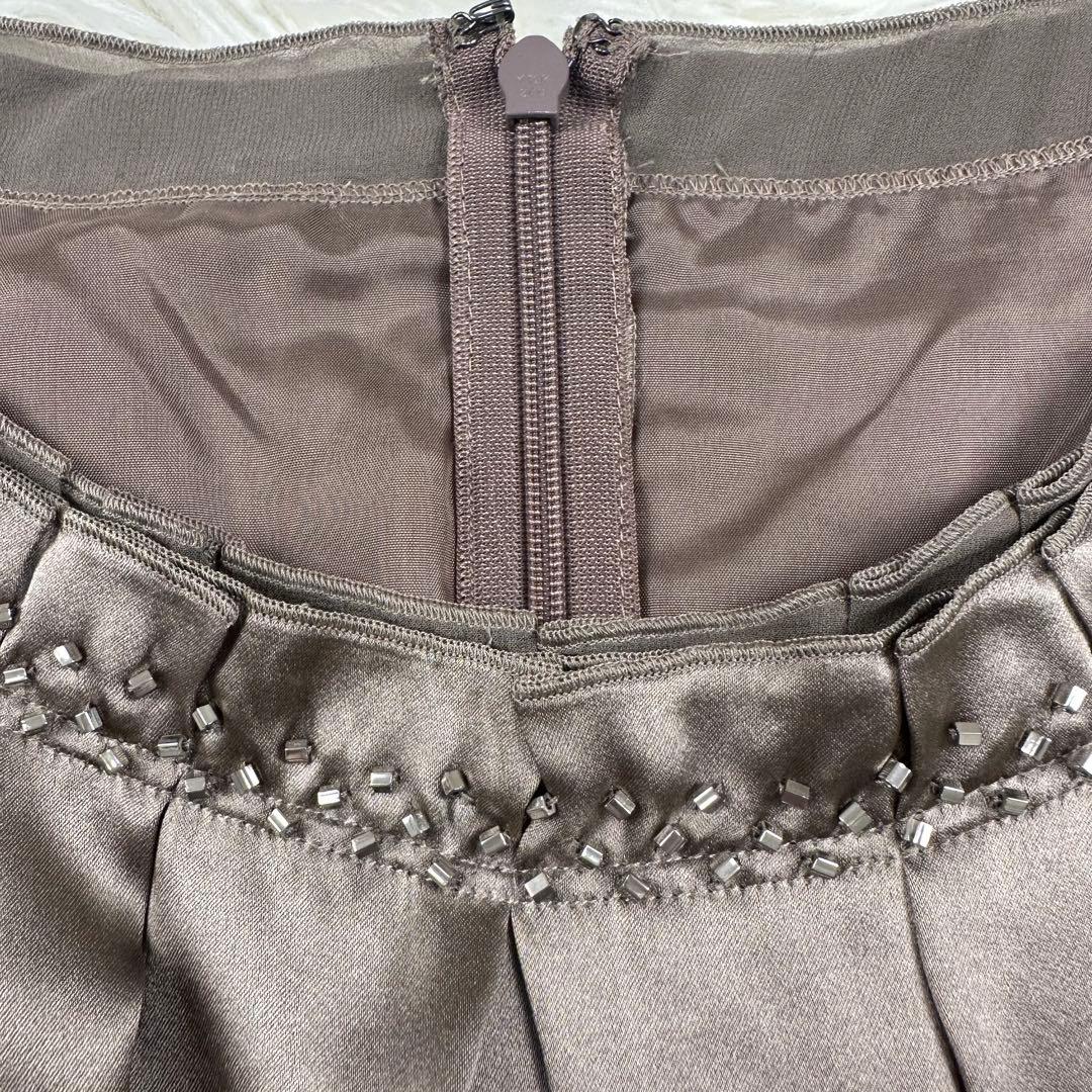 ANAYI シルク100% ワンピース ビジュー グレージュ 38 M - メルカリ