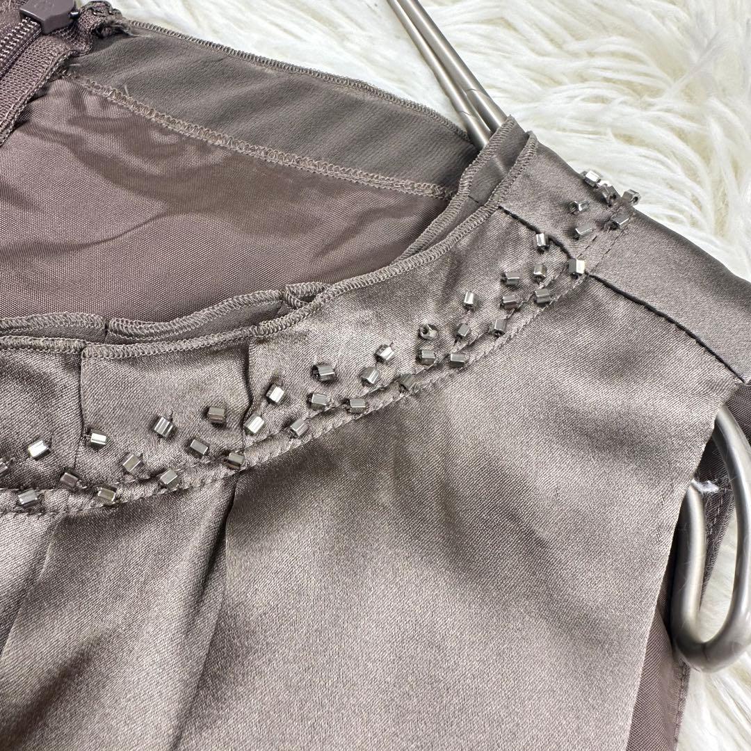 ANAYI シルク100% ワンピース ビジュー グレージュ 38 M - メルカリ