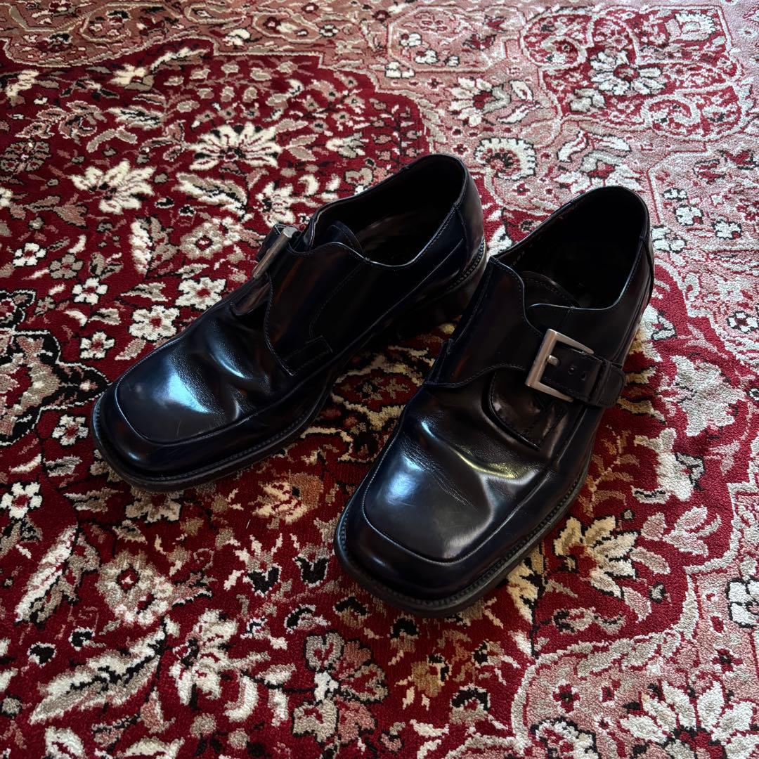 prada archive square leather belt shoes - メルカリ