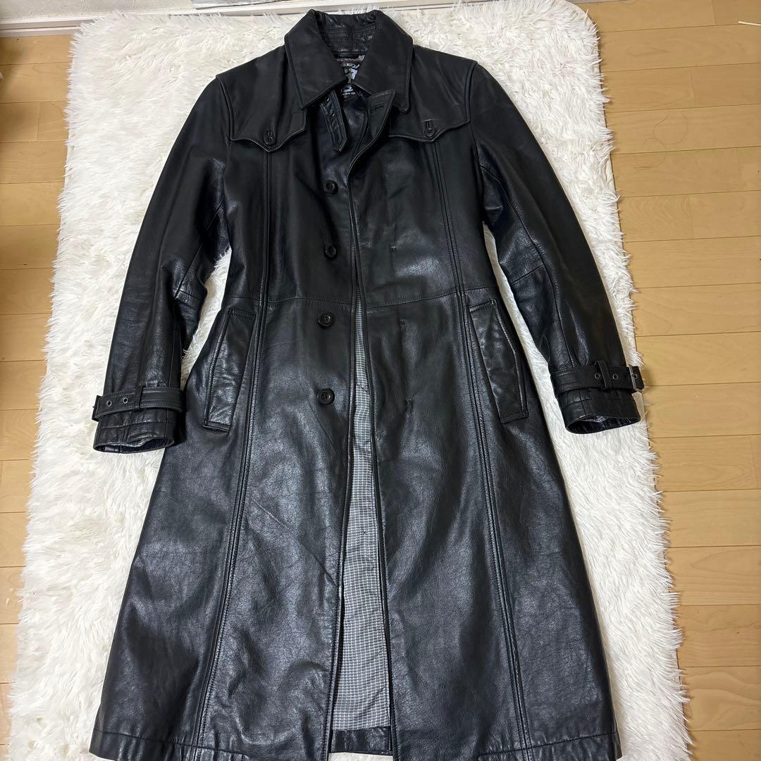 TORNADO MART 本革 レザーロングコート ベルト付き　希少モデル M TORNADOMART マキシレザーコンビファーコート M 定価198 000円