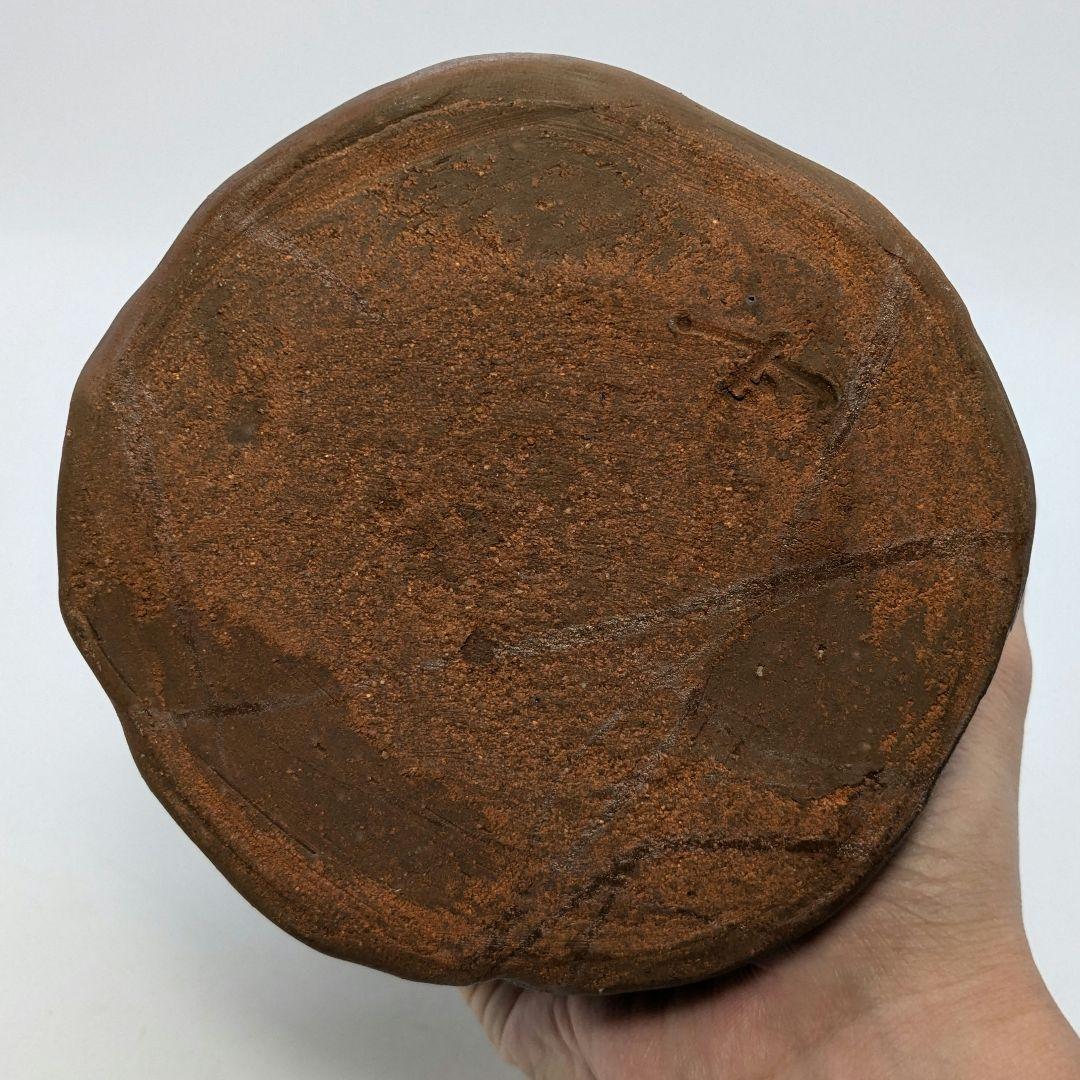 高原邦彦 備前焼 矢筈口耳付花入 合箱 花器 フラワーベース 花瓶 茶道具