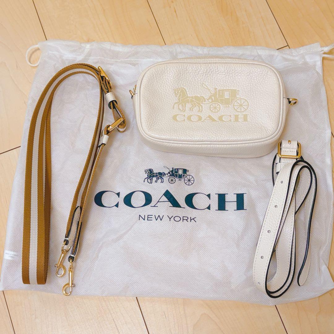 COACH ショルダーバッグ ベージュ レザー - メルカリ