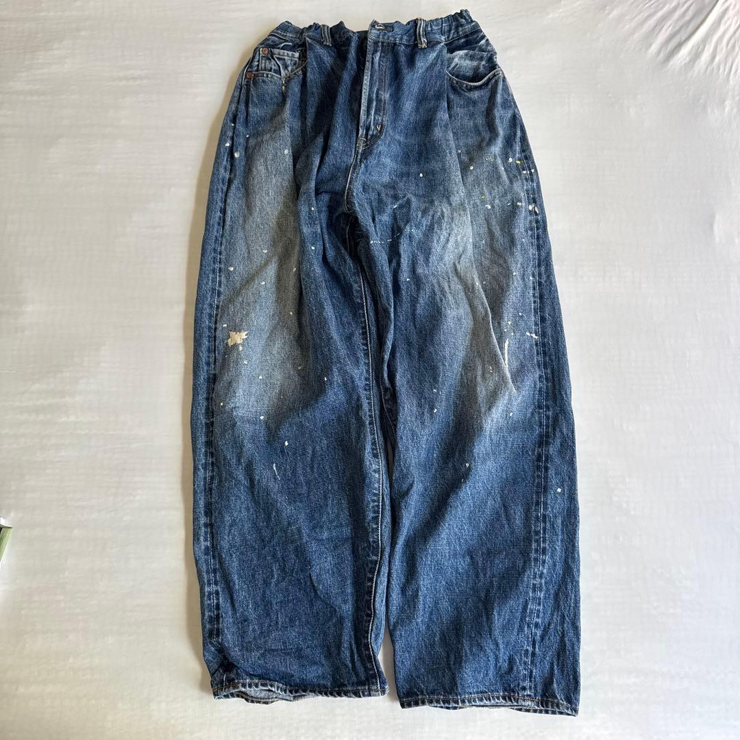 DENIM & DUNGAREE ペイント加工 ワイドパンツ　160 02 DENIM & DUNGAREE ペイント加工 ワイドパンツ 160 02 DENIM & DUNGAREE